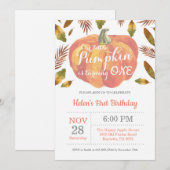 Pumpkin First Birthday Invitation Sinaasappel Kaart (Voorkant / Achterkant)