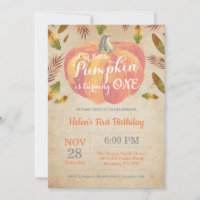 Pumpkin First Birthday Invitation Sinaasappel