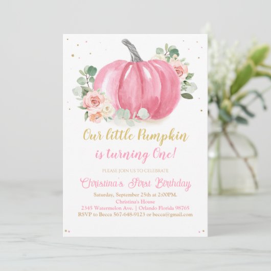 Pumpkin First Birthday Kaart (Staand voorkant)