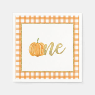 Pumpkin First Birthday Napkin - Boy Oranje Pset Servet