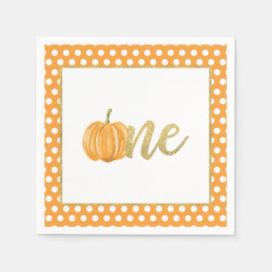 Pumpkin First Birthday Napkin - Jongen Oranje Stip Servet