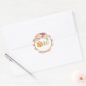 Pumpkin First Birthday Sticker - Floral Stripe (Envelop)