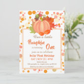 Pumpkin First Birthday-uitnodigingen Kaart (Staand voorkant)