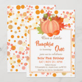 Pumpkin First Birthday-uitnodigingen Kaart (Voorkant / Achterkant)
