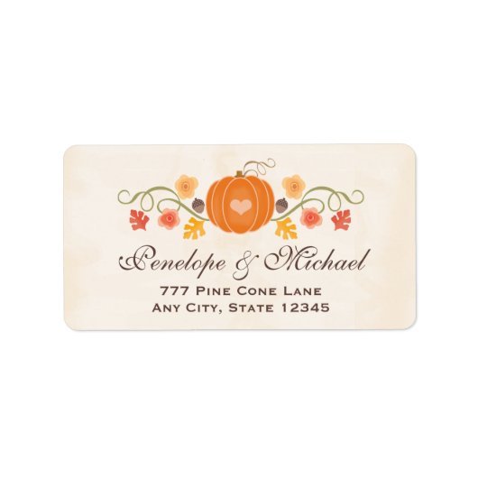 Pumpkin Floral Acorn Wedding Etiket (Voorkant)