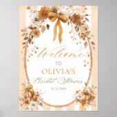Pumpkin Floral Bow Bridal Shower Welcome Poster (Voorkant)