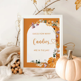 Pumpkin-floral schat hoeveel snoepjes poster