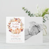 Pumpkin Floral Wreath Photo Birth Aankondiging (Staand voorkant)
