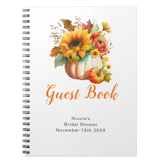 Pumpkin Flower Bouquet Bridal Shower Guest Book Notitieboek (Voorkant)