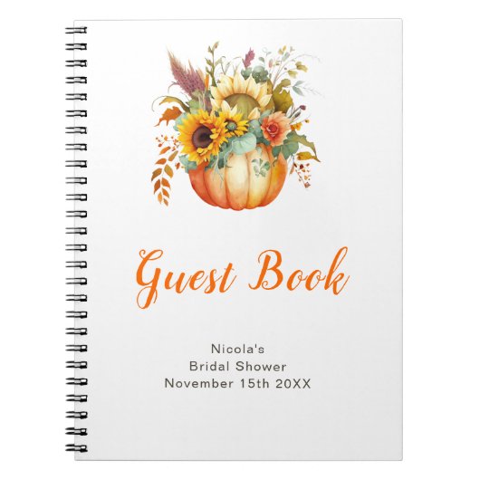 Pumpkin Flower Bouquet Bridal Shower Guest Book Notitieboek (Voorkant)