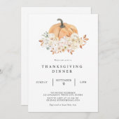 Pumpkin Flower Thanksgiving Dinner Invitation Kaart (Voorkant / Achterkant)