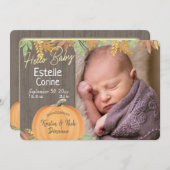 Pumpkin Geboorte Aankondiging en dank u (Voorkant / Achterkant)