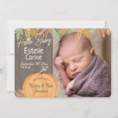 Pumpkin Geboorte Aankondiging en dank u (Voorkant)