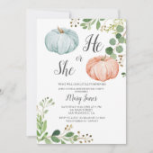Pumpkin Gender Reveal Greenery Invitation Kaart (Voorkant)