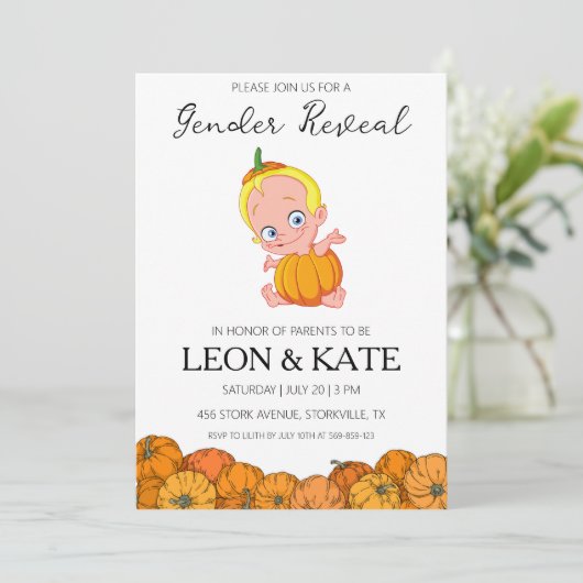 Pumpkin Geslacht onthullen Uitnodigingen (Staand voorkant)
