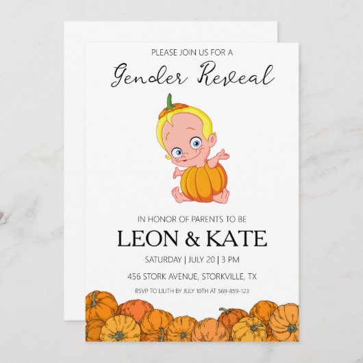 Pumpkin Geslacht onthullen Uitnodigingen (Voorkant / Achterkant)