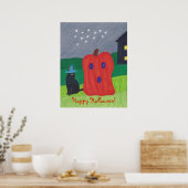 Pumpkin Ghost and Wizard Cat Halloween Posters (Cuisine)