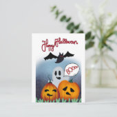 Pumpkin Ghost Boo Halloween Kaart (Staand voorkant)