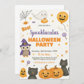 Pumpkin, Ghost & Costume Night Uitnodigen Kaart (Voorkant / Achterkant)