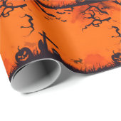 Pumpkin Ghost en vleermuizen op het kerkhof Cadeaupapier (Rol Hoek)