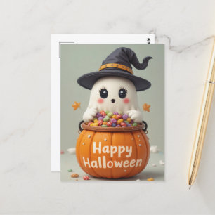 Pumpkin Ghost Halloween Sweet Ghostly Groetjes Briefkaart