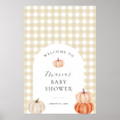 Pumpkin Gingham Baby shower Welkom Poster (Voorkant)
