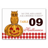 Pumpkin Gingham Pattern Table Number Kaart (Achterkant)