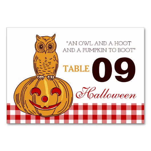Pumpkin Gingham Pattern Table Number Kaart (Voorkant)