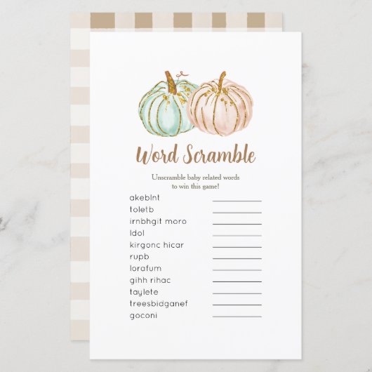 Pumpkin Gold Word Scramble Game (Voorkant / Achterkant)