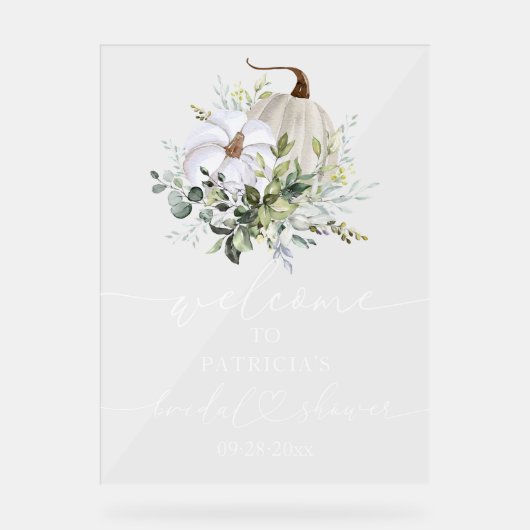 Pumpkin Greenery Herfst Vrijgezellenfeest Welkomst Acryl Bord (Voorkant)