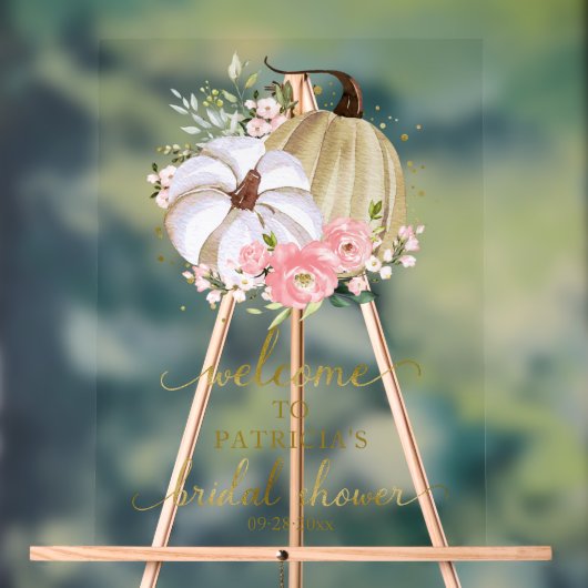 Pumpkin Greenery Herfst Vrijgezellenfeest Welkomst Acryl Bord (Neutraal)