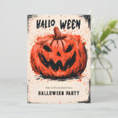 Pumpkin Grin Halloween Party Kaart (Staand voorkant)