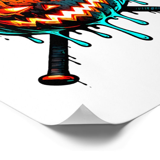 Pumpkin Halloween Baseball Ice Cream Drip Soky Boy Poster (Hoek)