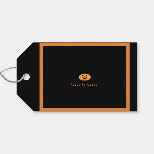 Pumpkin Halloween Black en Oranje Gift Label Cadeaulabel (Achterkant Horizontaal)
