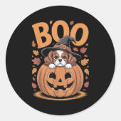 Pumpkin Halloween Cavalier King Charles Spaniel Ronde Sticker (Voorkant)