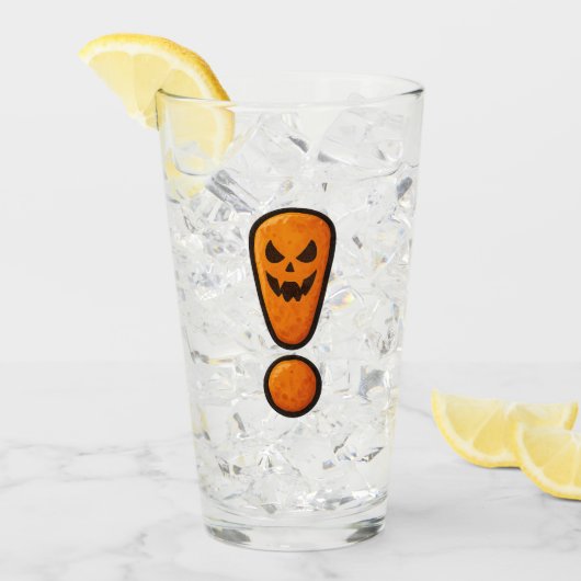 Pumpkin Halloween Exclamation Mark Glass Glas (Voorkant ijs)