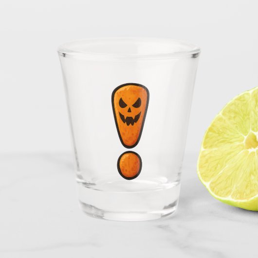 Pumpkin Halloween Exclamation Shot Glass Shot Glas (Voorkant)