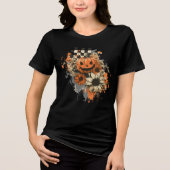 Pumpkin Halloween Geruite Board retro Tri-Blend Shirt (Voorkant)
