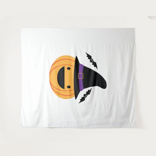 Pumpkin Halloween Jack O Lantern Bat Wandkleed (Voorkant (horizontaal))