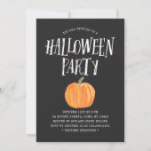 Pumpkin Halloween Party Invitation Black Kaart (Voorkant)