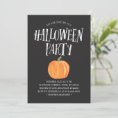 Pumpkin Halloween Party Invitation Black Kaart (Staand voorkant)