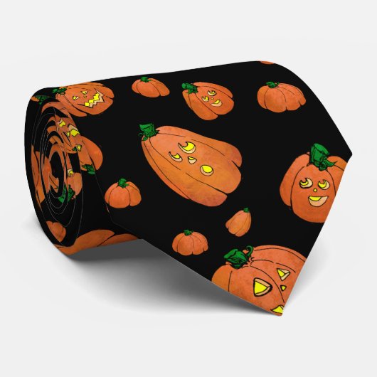Pumpkin Halloween Pattern Stropdas (Opgerold)
