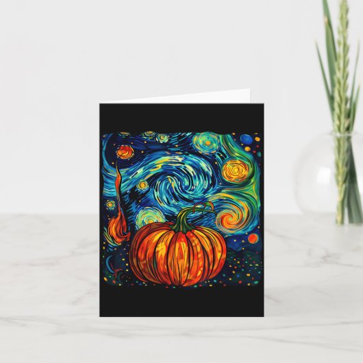 Pumpkin Halloween Starry Night Van Gogh Thanksgivi Kaart (Voorkant)