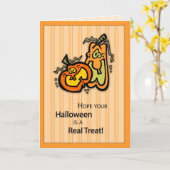 Pumpkin Halloween Treat Kaart (Gele Bloem)