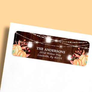 Pumpkin Harvest Mason Jar Herfst Lights Adres Etiket