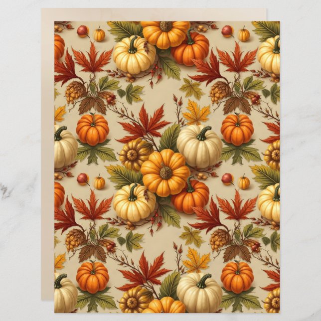 Pumpkin Harvest Scrapbook Paper (Voorkant / Achterkant)
