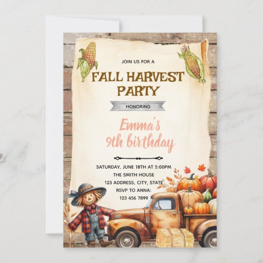 Pumpkin hayride party invitation (Devant)