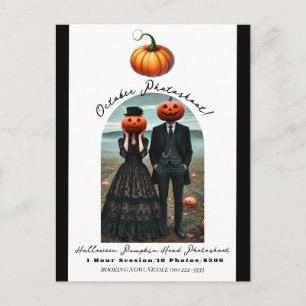 Pumpkin Head Halloween Herfst Fotoshoot Aankondigingskaart