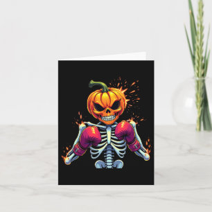 Pumpkin Head Skeleton Boxing Halloween Spooky Figh Kaart