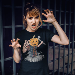 Pumpkin Head Zombie Killer Halloween T-Shirt